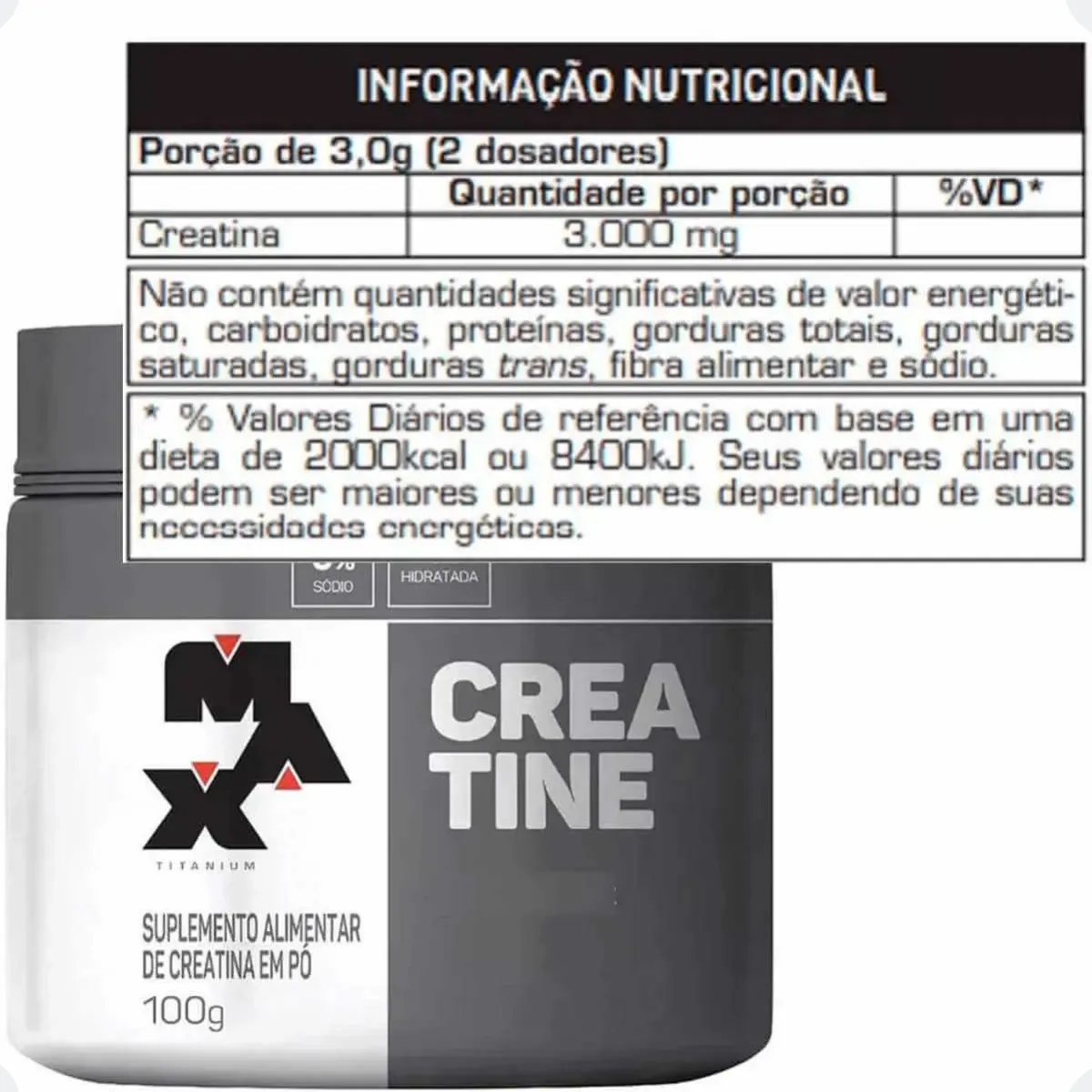 Suplemento Creatina Pura 300g Max Titanium Creatine - Imagem 2