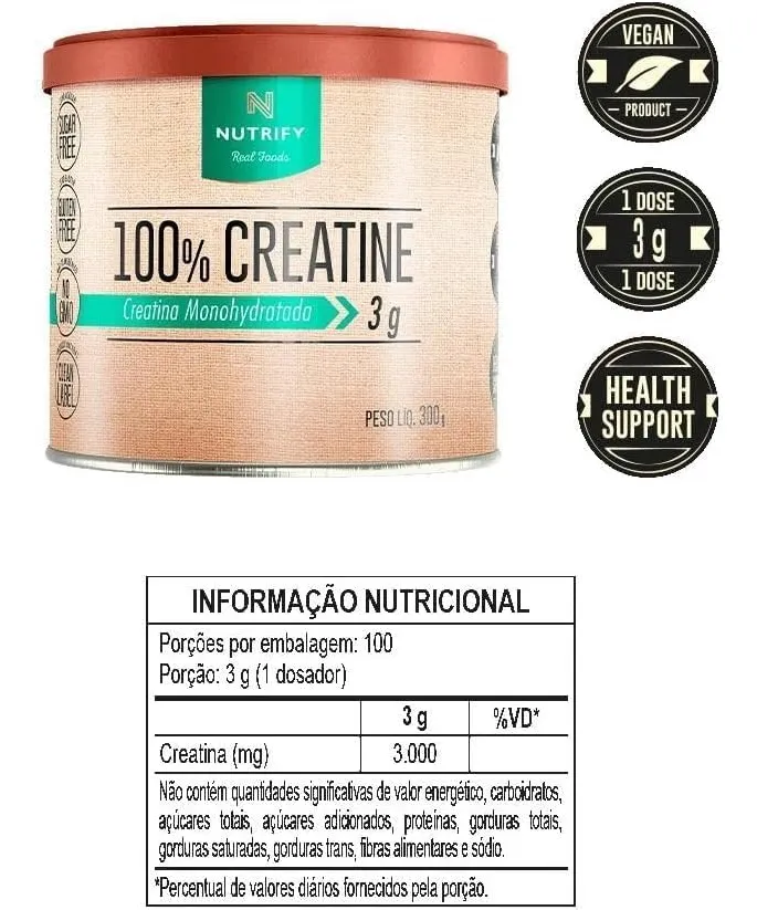Creatine 100% Creatina Monohidratada Nutrify 300g Suplemento - Imagem 2